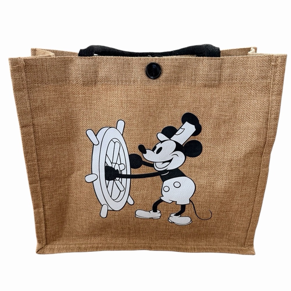 Disney Mickey Mouse Burlap Tote Bag‎ Jute Reusable Beach Grocery Medium 12x11